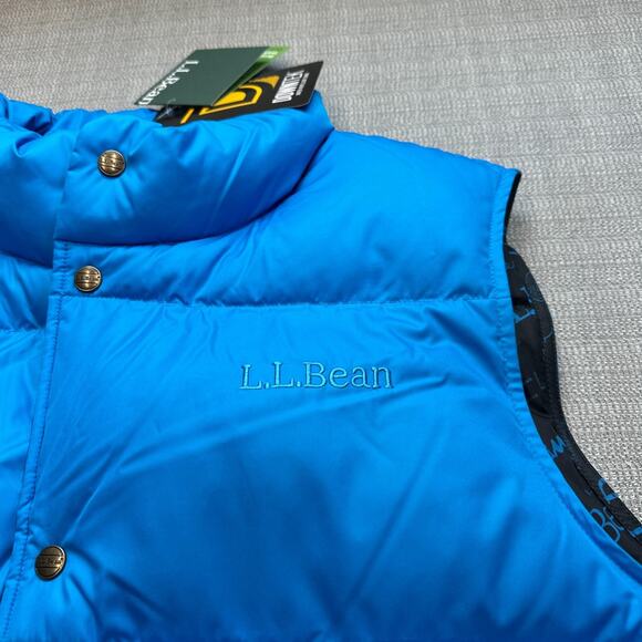LL Bean Vest Men XL Trail Model Down '82 Blue Snap Up Puffer New with Tags - Picture 2 of 10
